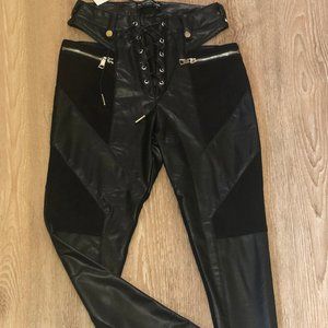 Maniere De Voir BRAND NEW Leather and Suede Pants